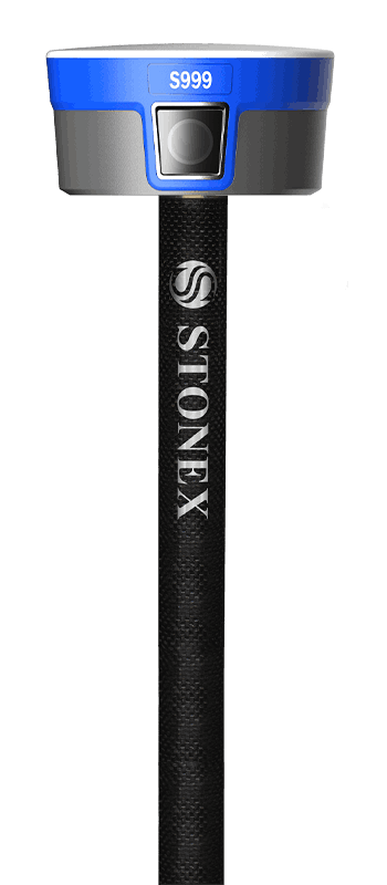 S999, equipped with 1408 multi-constellation channels, guarantees precise and reliable positioning by supporting all GNSS signals, including GPS, GLONASS, Galileo, QZSS, IRNSS, and BeiDou. It features an integrated 4G modem and a 1-Watt UHF radio operating in the 410-470 MHz and 902.4-928 MHz frequency ranges, ensuring constant connectivity and an extended working range.
The advanced IMU technology enables tilted measurements of up to 60° with rapid initialization, enhancing field productivity by as much as 40%. The S999 receiver is also equipped with two cameras: one for stakeout and one for photogrammetric applications, expanding the system’s usage possibilities.
The front camera simplifies point staking by clearly showing the surrounding area, helping you accurately identify the point of interest. As you get closer, it automatically switches to the lower camera for precise framing, ensuring reliable measurements. Cube-a’s interface uses visual aids to guide surveyors to the exact staking location. A graphical display indicates both the direction and distance to the point, adjusting as the operator approaches.
The system allows you to record a video of the area you want to measure. The program extracts several photos that the operator can use toalign the points to be measured. Cube-a then immediately provides the calculated coordinates, which can be easily recorded. Measurements can be taken offline as well.
The acquired video of an area can be exported and uploaded to photogrammetry software (Cube-3D) to generate a three-dimensional model (point cloud and mesh). Alternatively, it can be sent directly from Cube-a to the Stonex VScloud for semi-real-time data processing, resulting in a 3D model (point cloud and mesh). The survey can then be visualized and managed directly on the Android controller within Cube-a (v. 7).